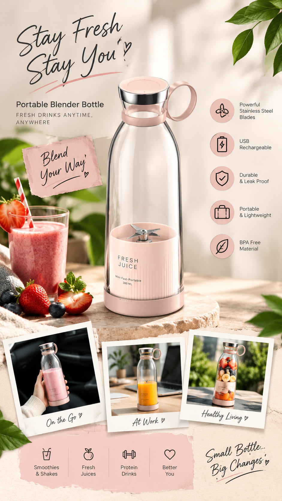 Portable Mini Blender for Fresh Juice